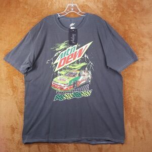 PHILCOS Mens Shirt XL Washed Out Gray Pullover Crew Mountain Dew Race Car Tee
